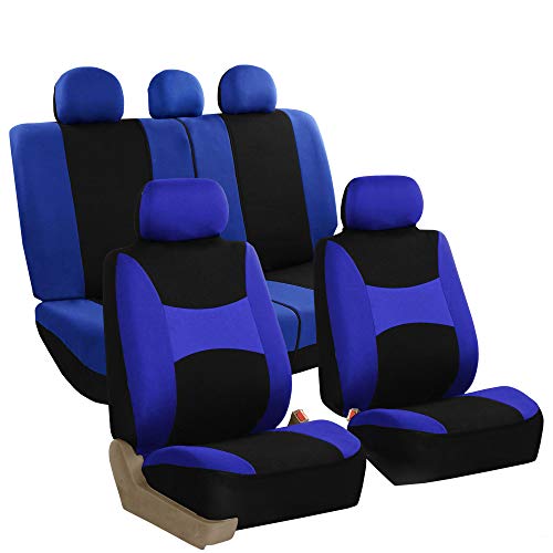 FH Group FB030BLUEBLACK115 full seat cover (Side Airbag Compatible with Split Bench Blue/Black)