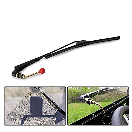 Universal UTV Hand Front Operated Windshield Wiper Kit Compatible with Polaris Ranger RZR Can Am Manual Windshield Wiper Blades Assembly (Model A, 40CM)