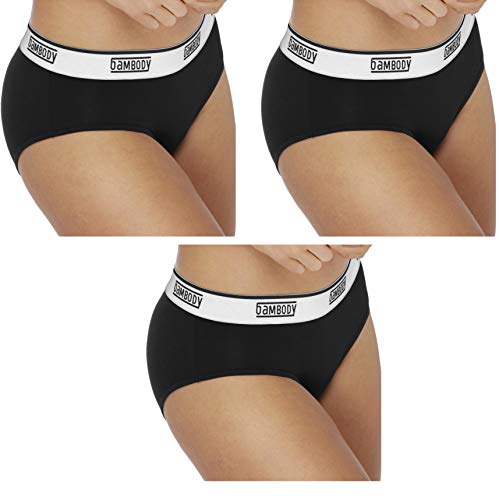 Absorbent Hipster: Sporty Period Panties | Protective Active Wear Underwear (MEDIUM, 3 PACK (BLACK))