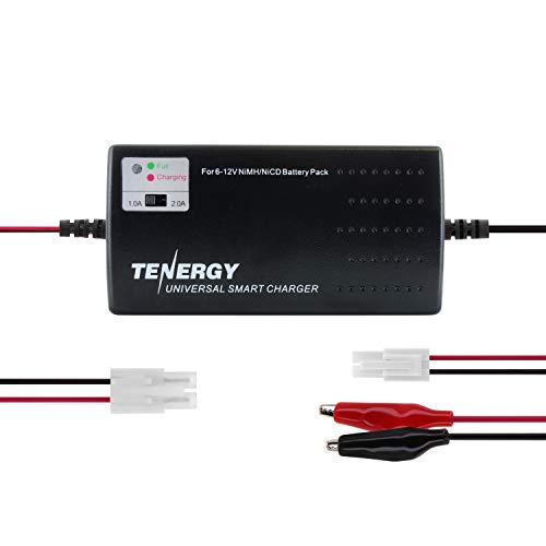 Tenergy Universal RC Battery Charger for NiMH/NiCd 6V-12V Battery Packs, Fast Charger for RC Car, Airsoft Batteries, Compatible with Standard Size Tamiya/Mini Tamiya/Alligator Clips Connectors 01025
