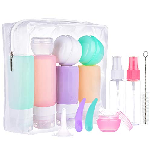 16 Pack Travel Bottles Set for Toiletries, Morfone TSA Approved Travel Containers Leak Proof Silicone Squeezable Travel Accessories 2oz 3oz for Shampoo Conditioner Lotion Body Wash ( BPA Free )