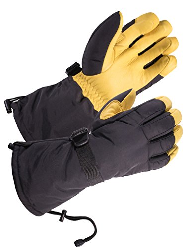 SKYDEER Waterproof Cold Weather Deerskin Leather Winter Ski Gloves (SD8648T/XL)