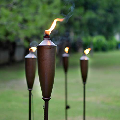 Tikki Torch - Deco Home Set of 4 Tikki Torch - 60inch Citronella Garden Outdoor/Patio Flame Metal Torch - Brown