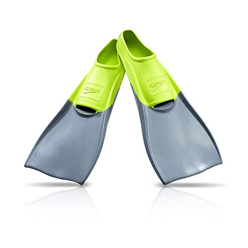 Speedo Unisex Swim Training Fins Rubber Long Blade Yellow/Grey, XS - Youth Shoe Size 3-4