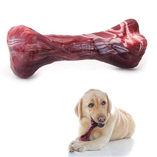 EETOYS Dog Toy for Aggressive Chewers Tough Durable Hard Dog Chew Toy Made with Nylon Heavy Duty Dog Toy for Teething Puppy Small Medium Large Dogs (Dogs up to 88 lbs, Marbled Red)