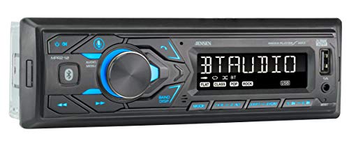 JENSEN MPR210 7 Character LCD Single DIN Car Stereo Receiver, Push to Talk Assistant, Bluetooth, USB Fast Charging