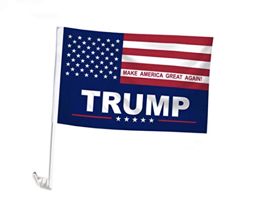 President Donald Trump Patriotic 2020 Durable Car Flag - 12X18 inch Polyester Embroidered United States of America Car Flag For Cars, Suv's, Trucks, Or Vans
