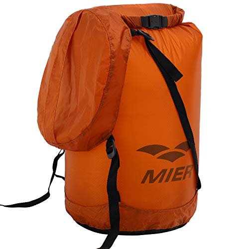 MIER Waterproof Compression Stuff Sack Ultralight Cordura Nylon Dry Bag for Backpacking, Kayaking, Camping, Outdoor Sports, 5L, Orange