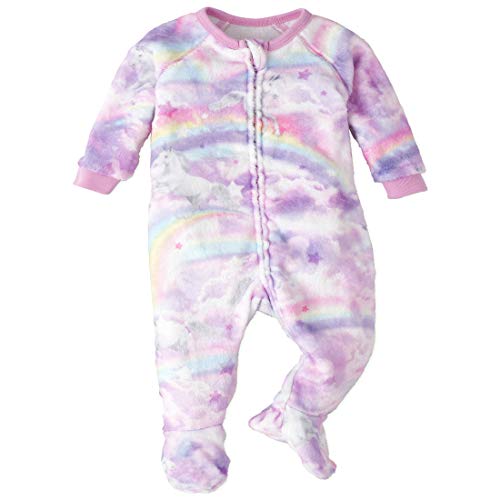 The Children's Place Girls' Baby and Toddler Mommy and Me Unicorn Cloud Fleece Matching One Piece Pajamas, Lovely Lavender, 9-12 Months