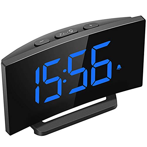 Mpow Digital Alarm Clock, 5'' Curved LED Screen, 6 Brightness, 3 Alarm Sounds, Easy Digital Clock for Kids and Adults, Alarm Clocks for Bedrooms Kitchen Office, Adjustable Volume, Snooze, 12/24H