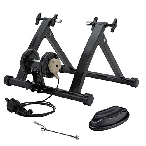 Walmann Bike Trainer Stand for Indoor Exercise Magnetic Resistance Trainer Stand 6 Variable Speed Level with Front Wheel Riser Block and Quick Release Stationary Bike Stand for Road & Mountain Bikes