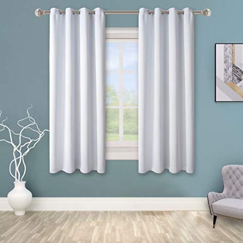 BONZER Grommet Blackout Curtains for Bedroom - Thermal Insulated, Energy Efficient, Noise Reducing and Light Blocking, Room Darkening Curtains for Living Room, White, 50 x 45 inch, Set of 2 Panels