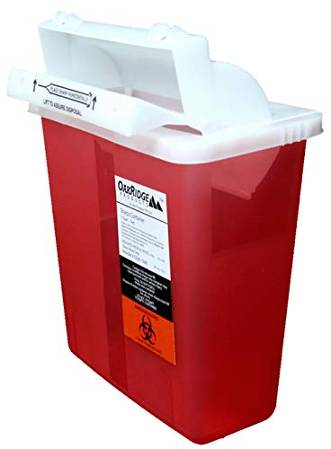 5 Quart Sharps Container (2 Pack) from OakRidge Products | Mailbox-style Lid | Certified