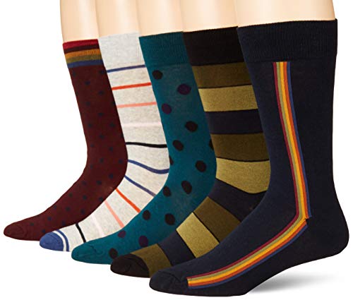 Amazon Brand - Goodthreads Men's 5-Pack Patterned Socks, Stripe Dot Pack, One Size