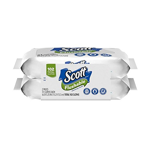 Scott Flushable Cleansing Cloths Refills 51 Clothes (2 Pack),102 Total