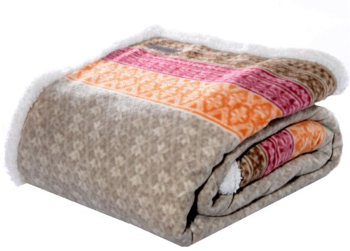 Eddie Bauer | Brushed Fleece Collection | Throw Blanket-Reversible Sherpa Cover, Soft & Cozy, Perfect for Bed or Couch, Fair Isle Khaki