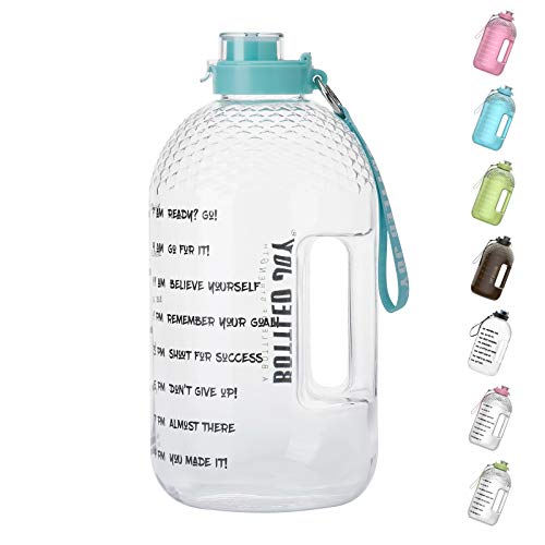 BOTTLED JOY 1 Gallon Water Bottle, BPA Free Large Water Bottle Hydration with Motivational Time Marker Reminder Leak-Proof Drinking Big Water Jug for Camping Sports Workouts and Outdoor Activity