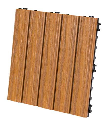 EON Ultra 12'x12' Deck and Balcony Tiles Pack of 10, Light Brown - 10 sq.ft./Pack Engineered Polymer.