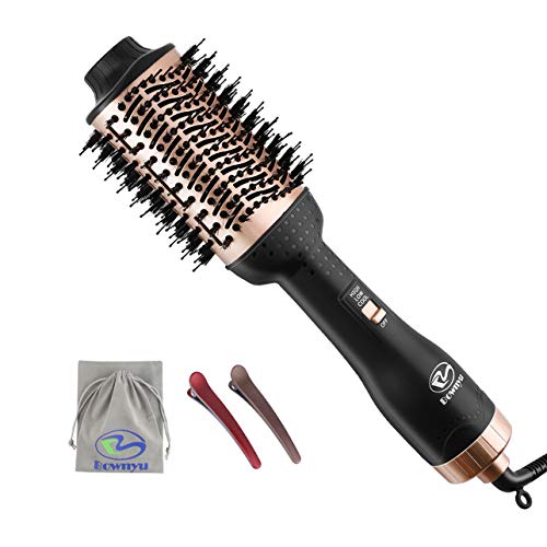 Hair Dryer Brush, Hot Air Brush, Hair Dryer and Styler Volumizer, Blow Dryer Brush by Bownyu, Negative Ion Ceramic Coating for Hair Straightener Curler In One, 3 In 1 Salon Hair Styling Tool Comb Gold