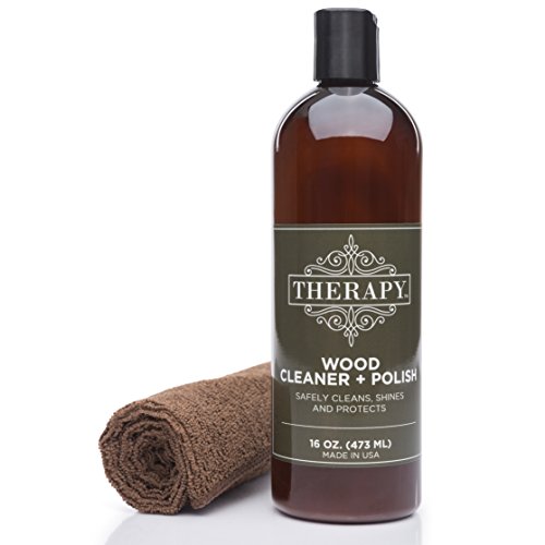 Therapy Wood Cleaner and Polish Kit with Large Microfiber Cloth, 16 fl. oz. - Best Used as Furniture, Wood Table Cleaner, Cabinet Restorer, Conditioner, Polish Spray