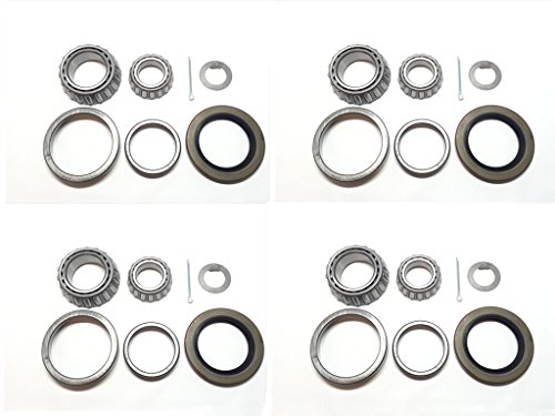 (Set of 4) Trailer Hub Wheel Bearing Kit WPS (TM) 25580 15123 with Grease Seal 10-36 (Or 10-10) for 5200-6000 lb. Tandem Axle