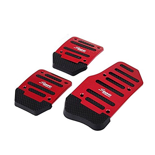 Vosarea Car Non Slip Gas Brake Treadle Clutch Pedal Cover Pad Manual Pedals 3pcs (Red)