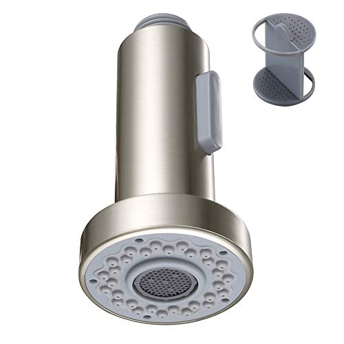 Kitchen Faucet Sprayer Head, Angle Simple Pull Out Sink Faucet Spray Head Nozzle Kitchen Pull Down Faucet Nozzle Spout Replacement Part 2 Functions, Brushed Nickel