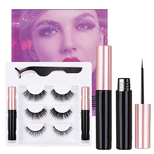Magnetic Lashes and Liner Kit 3D/5D Magnetic Eyeliner and Lashes Set With Reusable Lashes - No Glue Needed (3 Pairs)