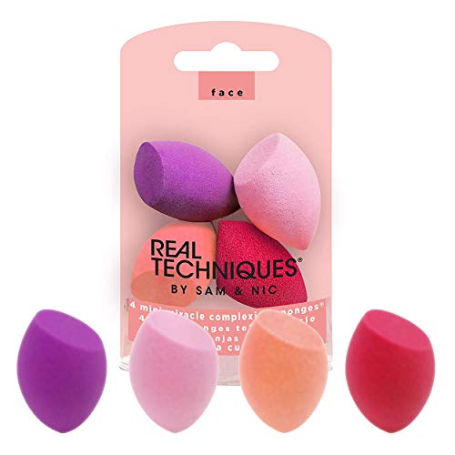 Real Techniques Mini Miracle Complexion Sponge Makeup Blender, Set of 4 Beauty Sponges
