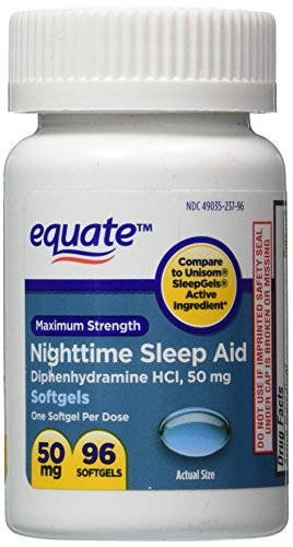 Equate - Sleep Aid 50 mg, Maximum Strength, 96 Softgels (Compare to Unisom)