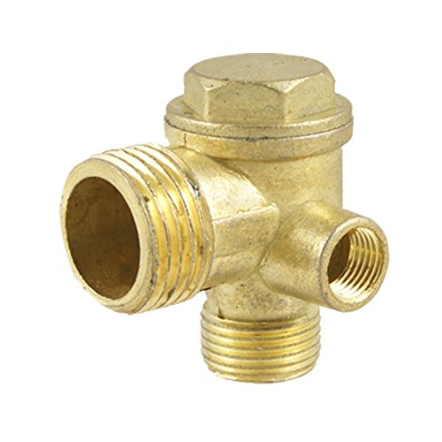 Check Valve 3-Port Brass Male Threaded Air Compressor Check Valve Central Pneumatic Air Compressor Accessories Air Compressor Replacement Parts (Female Thread)
