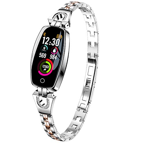 AOCKS H8 Smart Watch Blood Pressure Heart Rate Monitor Sport Waterproof Bracelet New Fitness Tracker (Silver)