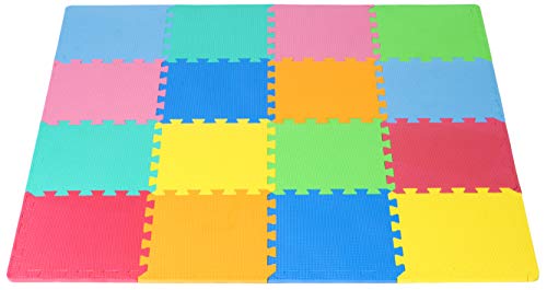 ProSource Puzzle Solid Foam Play Mat for Kids - 16 tiles with edges