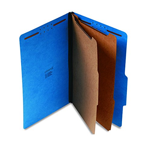Universal 10311 Pressboard Classification Folders, Legal, Six-Section, Cobalt Blue (Box of 10)
