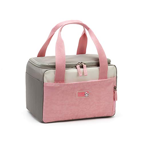 Women's/Men's Insulated Lunch Bag-Office School Outdoor Picnic Beach Reusable Heat And Fresh Lunch Box-Leakproof Cool Tote Bag-Pink