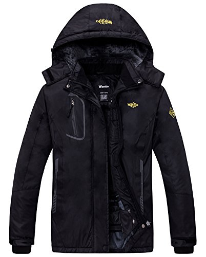 Wantdo Women's Mountain Waterproof Fleece Ski Jacket Windproof Rain Jacket, Large, Black