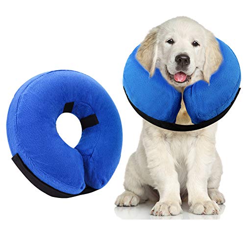 AhlsenL Inflatable Comfy Cone for Dogs Cats Protective Soft Pet Recovery Collar After Surgery Prevent Dogs from Biting & Scratching(M)