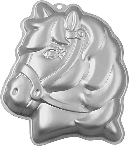 Wilton 3-D Pony Cake Baking Pan, Makes Perfect Horse or Unicorn Party Cake for Birthdays, Race Day Parties and School Celebrations, Includes Decorating Instructions, Aluminum (10.5' x 12' x 2')