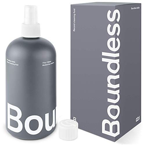 Boundless Audio Record Cleaner Solution - Extra Large 17oz Vinyl Record Cleaner Fluid Spray Bottle & Refill Nozzle