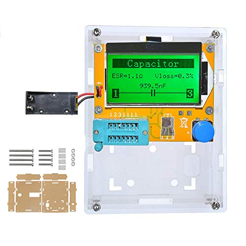 LCR-T4 Mega328 Component Tester Transistor Tester Diode Triode Capacitance LCR ESR Meter Module MOS PNP/NPN M328(Battery Case with Shell)