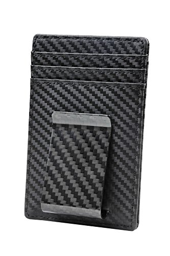 Travelambo Money Clip Front Pocket Wallet Slim Minimalist Wallet RFID Blocking (Weaved Black)