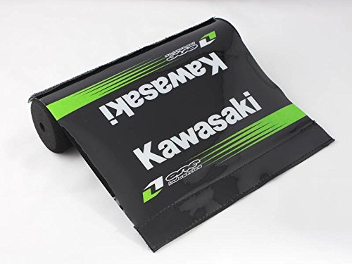 Short Professional Kawasaki Handlebar Pad for ATV and Various Bikes 7.9 Inches (Black Pad White Text)