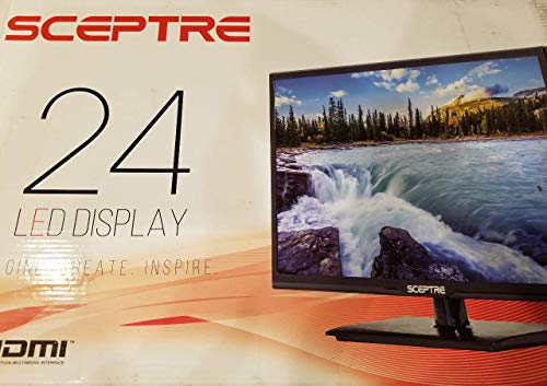 Sceptre E246BV-FC 24' LED HDTV Display 1920x1080 Full HD HDMI VGA USB, True Black (2017)