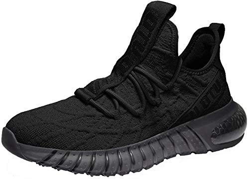 OTU Men's Women's Breathable Trail Road Running Shoes Athletic Trainers Shoes Outdoor Walking Tennis Shoes Black