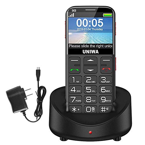UNIWA Unlocked Senior Cell Phone for The Elderly, AT&T 3G Feature Phone for Old People - 2.31” HD Big Screen, Extra Loud Volume, One Key to Unlock and Dial, SOS Emergency Button, 10 Days Standby Time