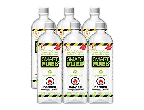 SMART FUEL 6 Liter Pack- Indoor/Outdoor Fireplace Fuel- Ultra Pure Safety Pour Technology- Toxic Free, Planet Friendly, Ethanol for Indoor and Outdoor Burning