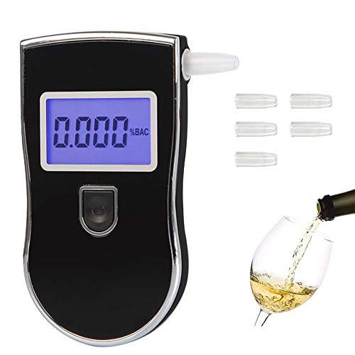 FFtopv Breathalyzer, Portable Breath Alcohol Tester Digital Alcohol Detector，High Accuracy Semiconductor Sensor Personal Breathalyzers with 5 Mouthpieces for Drive Or Home Use