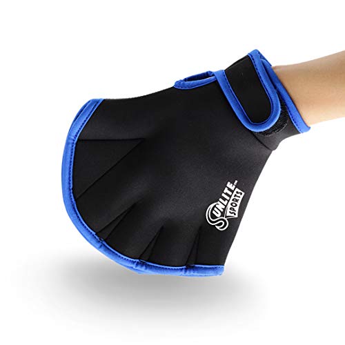Sunlite Sports Webbed Swim Glove for Aquatic Fitness, Water Resistance Swim Training, Fit Finger Out Design, (Swim Glove Only)