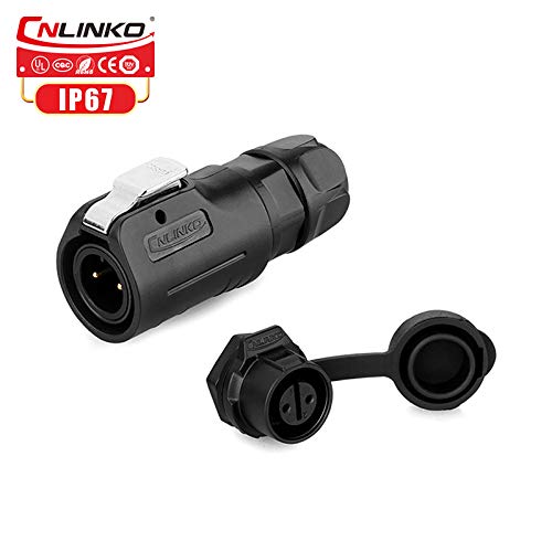Waterproof m12 2pin Connector, IP67 Waterpoof Power Connector, Black Plastic Industrial Cylindrical Connector for Marine System (2pin Set)