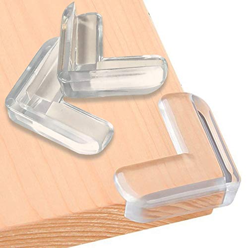 SurBaby 24 Pack L-Shaped Clear Corner Protector High Resistant Adhesive Baby Proofing Sharp Table Corner Protector Baby Safety Impact Absorbent Furniture Corner Guards Prevent Injuries Protection